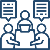 אייקון של דיון עם שלושה אנשים